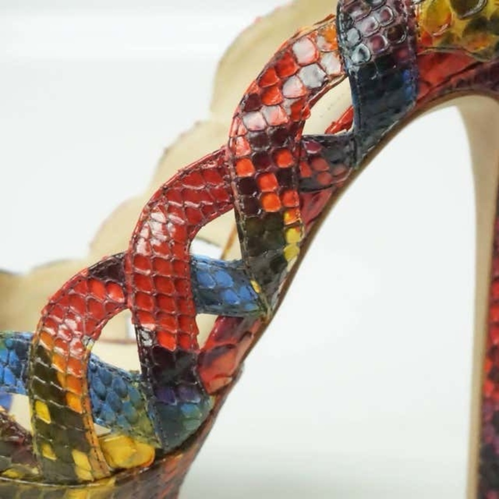 Alexandre Birman Multicolor Python Peeptoe Platfo… - image 4